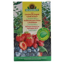 Fertilizante orgánico a base de materias primas naturales apto para fresas, arándanos, frutas del bosque y frutales, que favorec