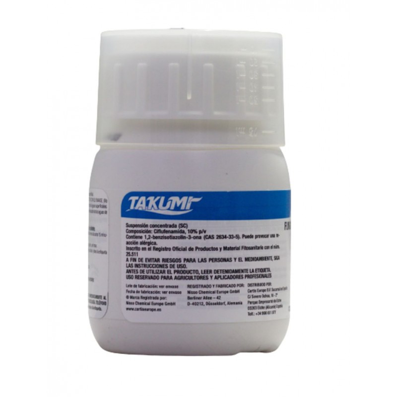TAKUMI es un fungicida eficaz en el control de oídio en cucurbitáceas (pepino, calabacín, melón, sandía y calabaza)  y en solaná